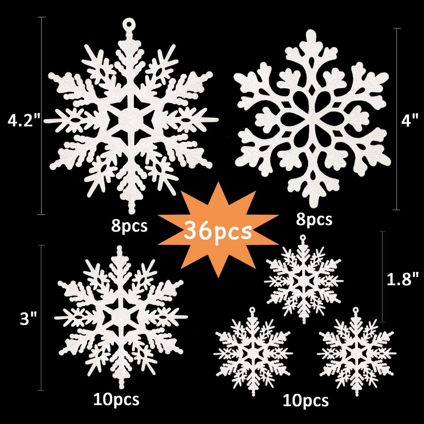 36pcs of plastic snowflake (white)