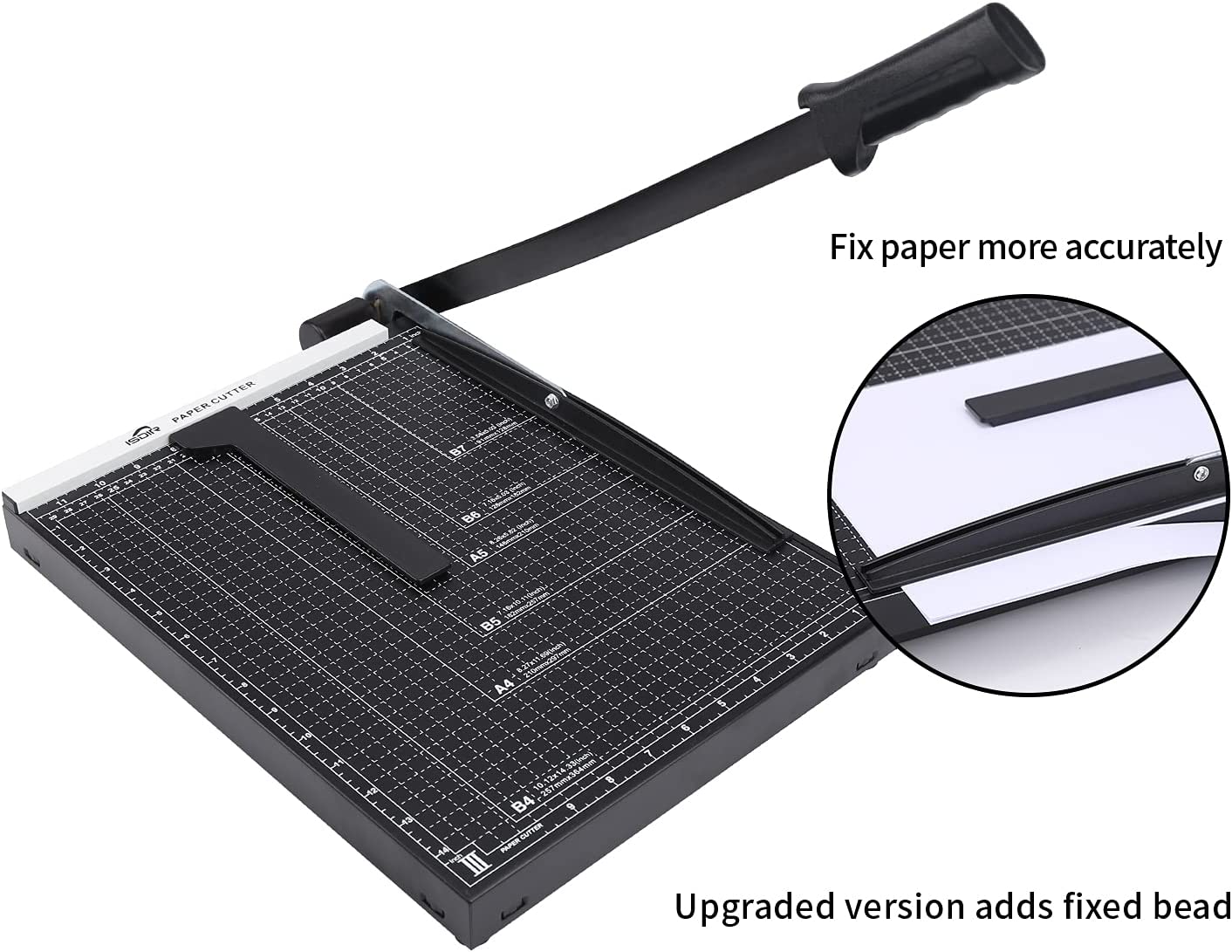 Paper Cutter,15-Inch, 12-Sheet Capacity,Sturdy Metal Base,(Black)