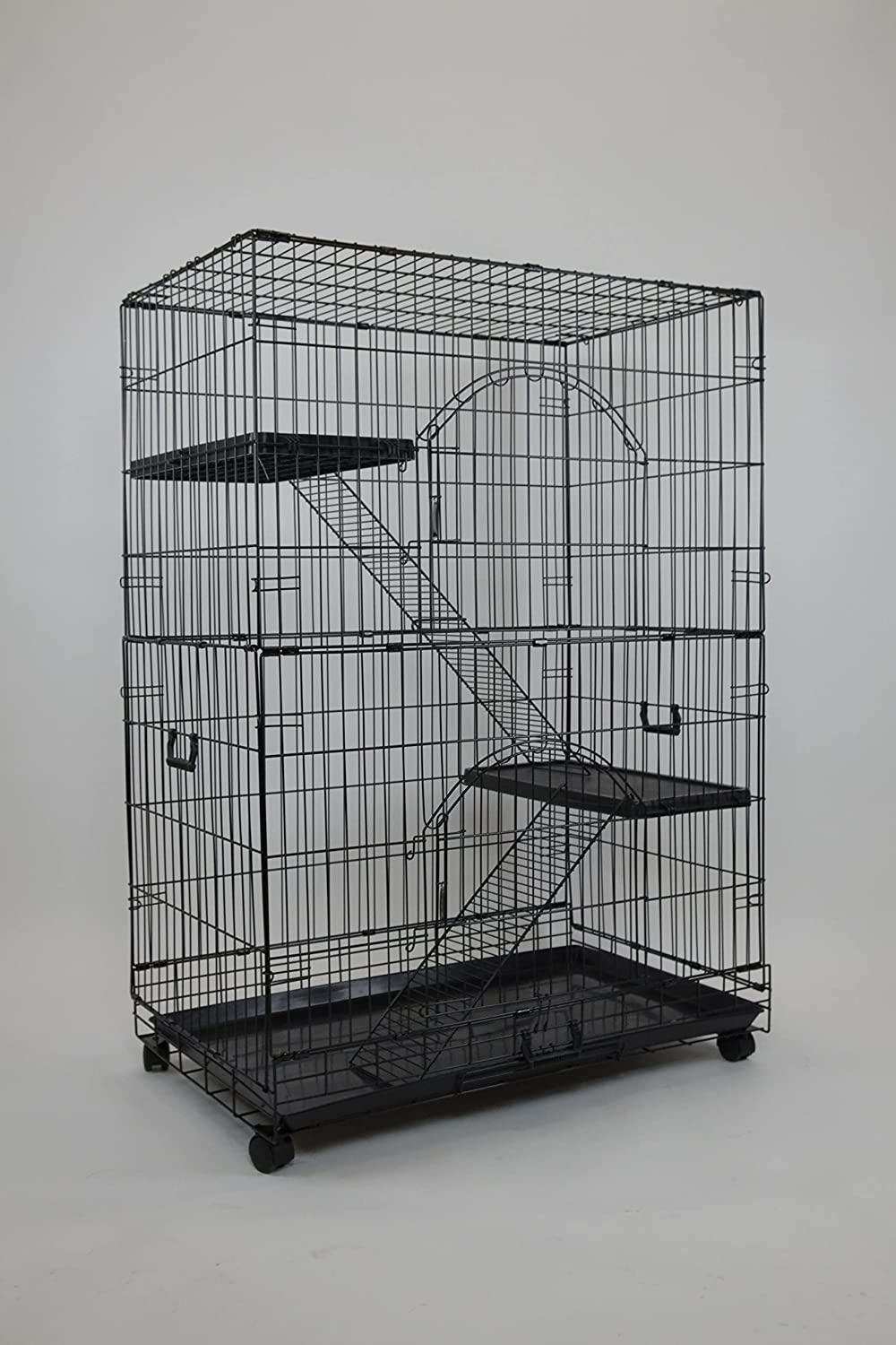 Collapsible Wire Pet Crate with Wheels, Tray and Hammock of 36"