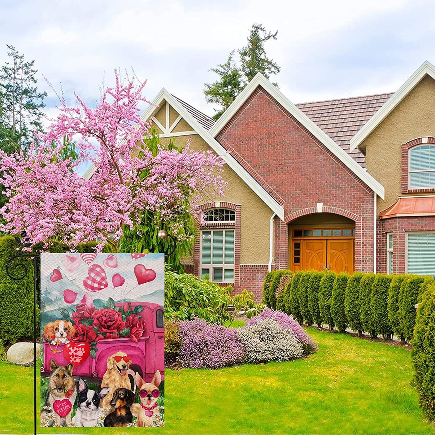 Valentine's Day Pink Decorative Garden Flag (12x18)