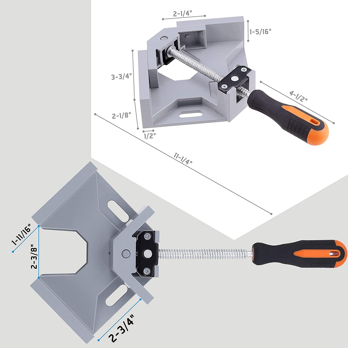 Right Angle Corner Clamp (90 °), Silver Gray