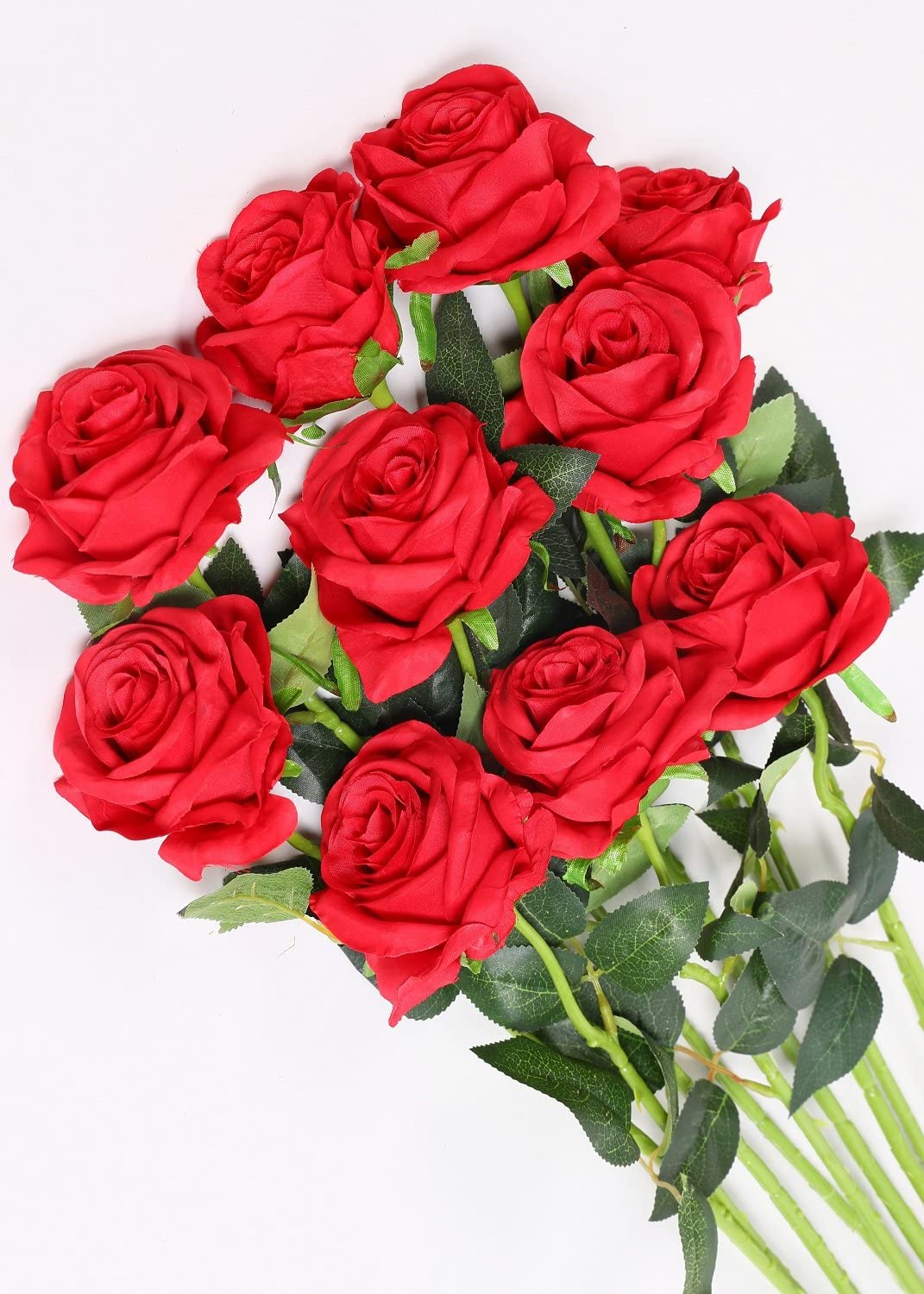 Artificial Red Rose Flower, 10 pack