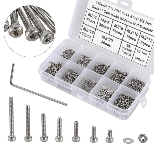 410Pcs, Screws Bolts, 6.1 x 3.5 x 1.1 inches