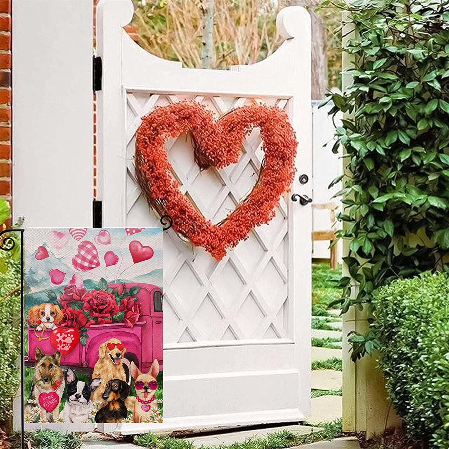 Valentine's Day Pink Decorative Garden Flag (12x18)