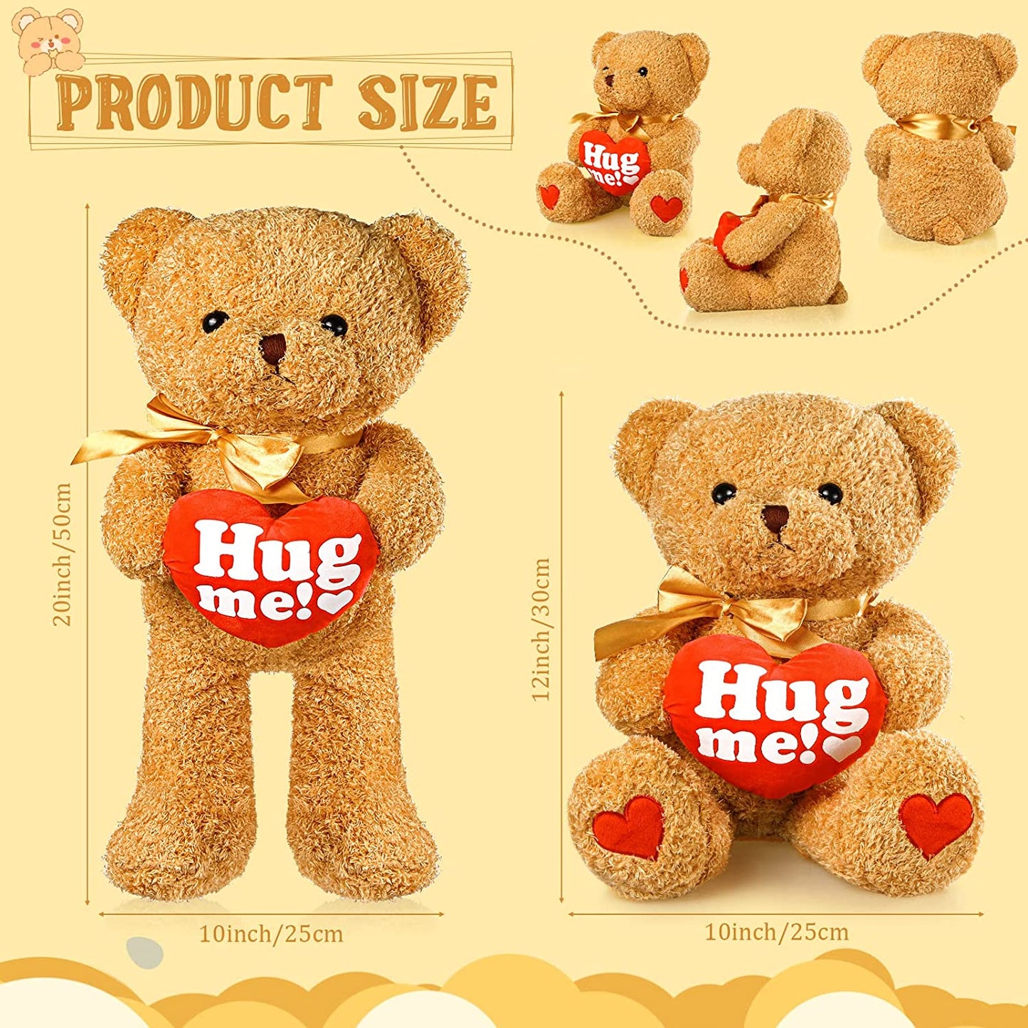 Plush Bear with Red Heart Plush for Valentine’s Day, 20",Hug me