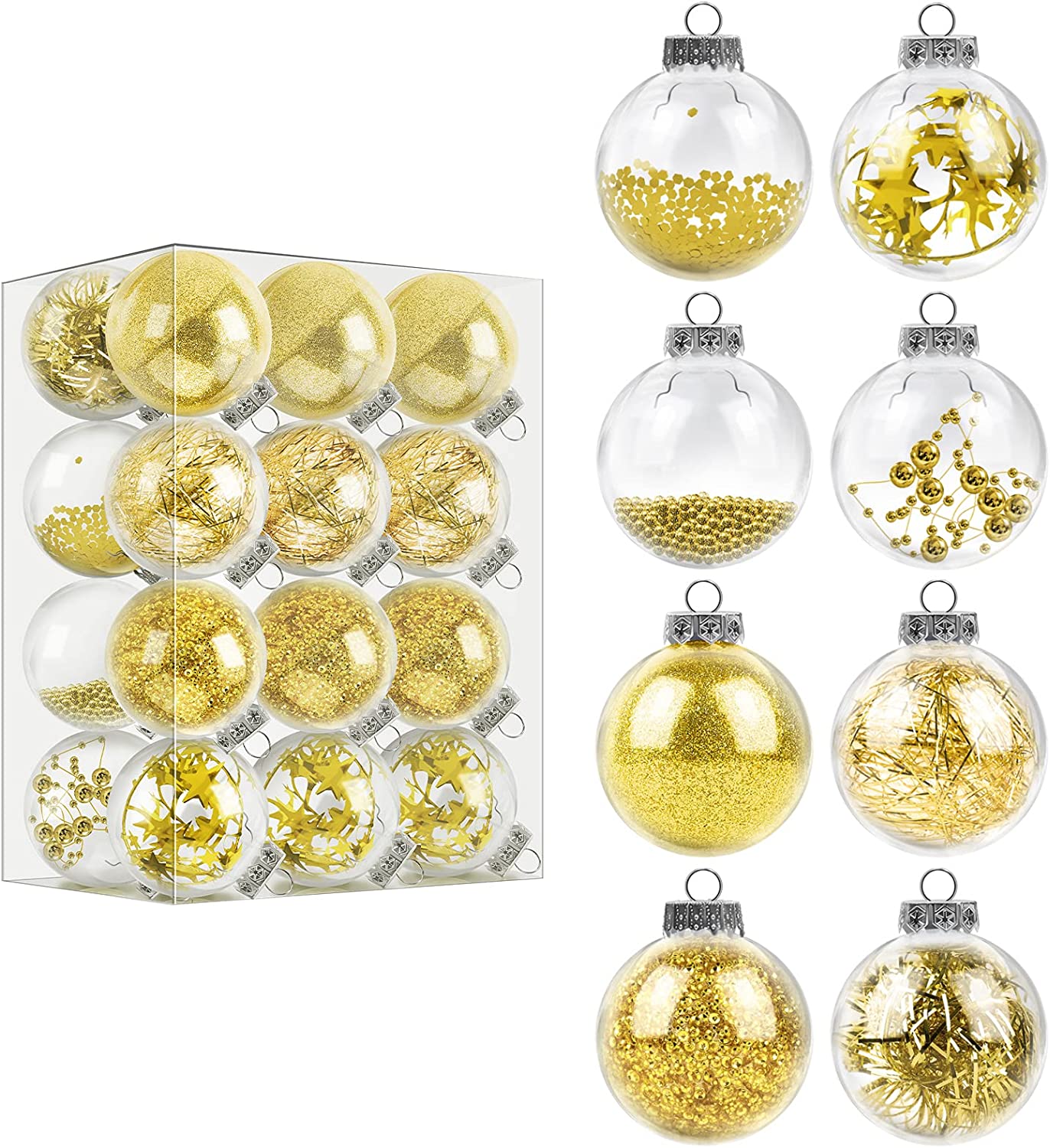 2.76-Inch Plastic Christmas Balls, 24-Piece (Gold)