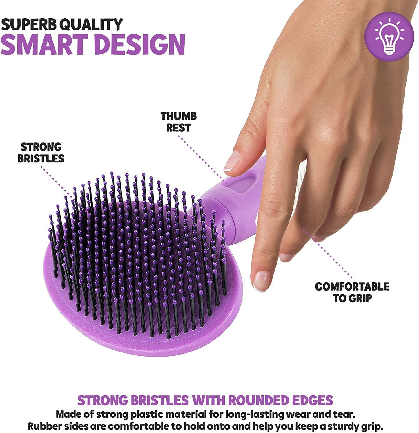 Round Bristle Pet Grooming Soft Pet Brush. Purple