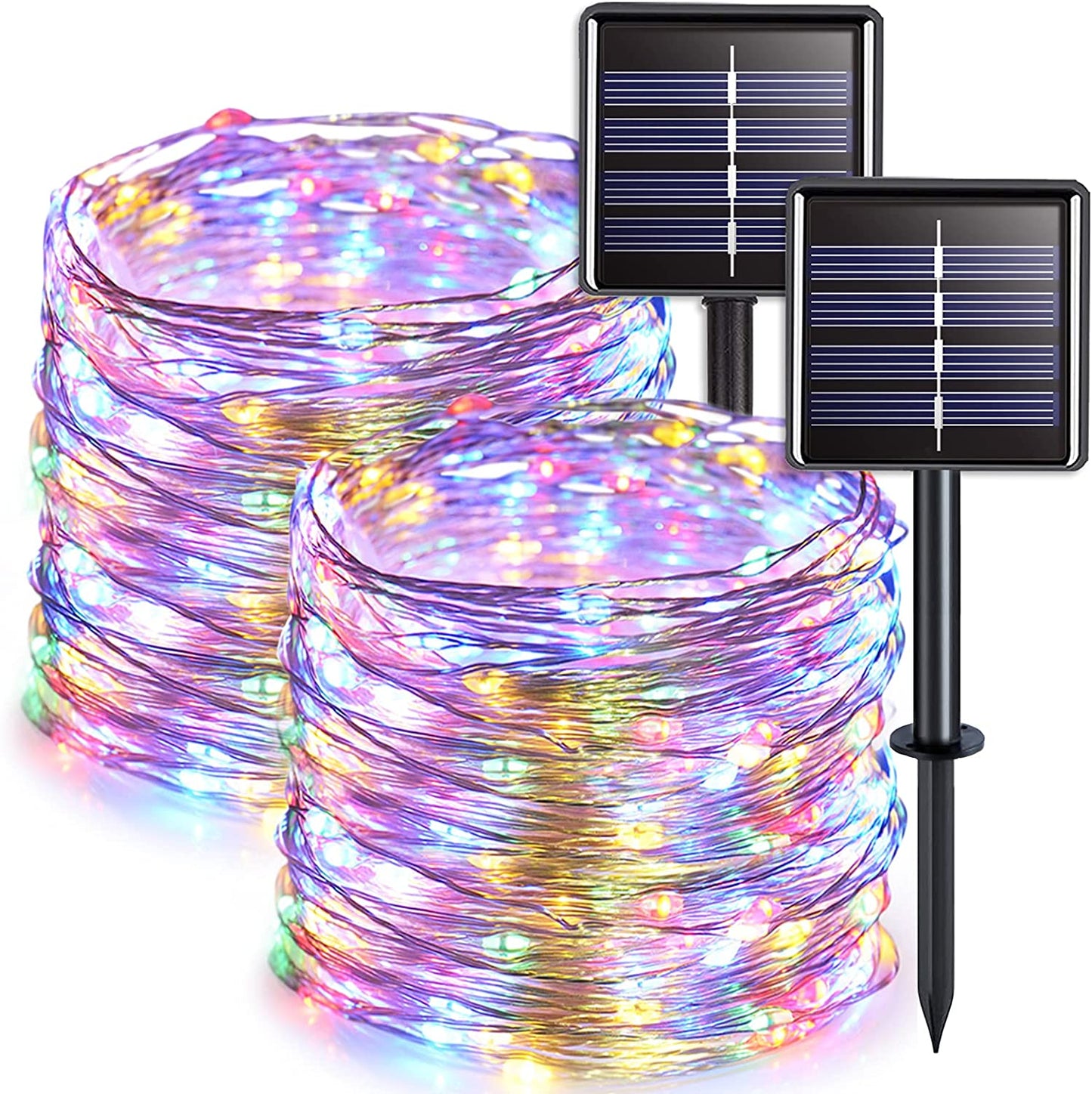 2-Pack Solar Christmas Lights 8 Multicolor Modes