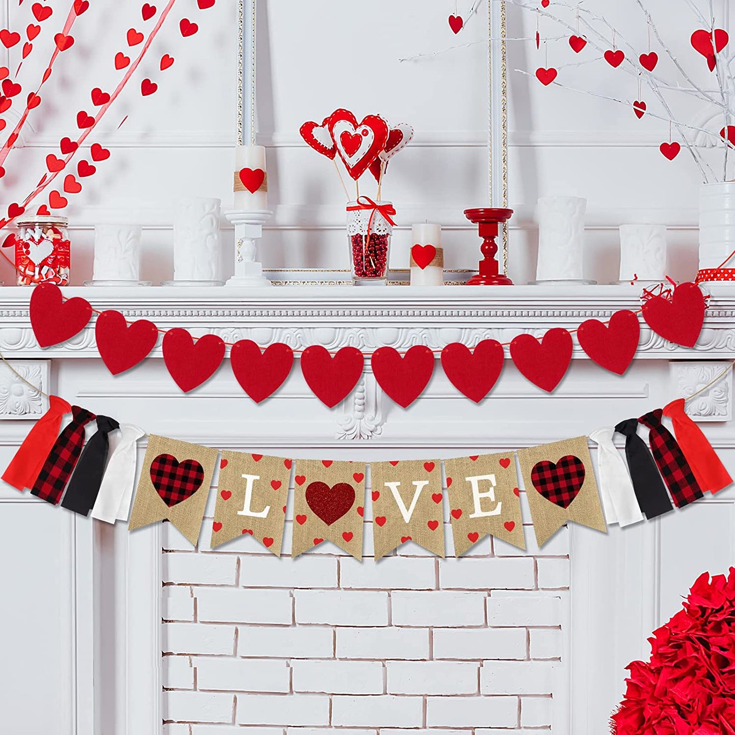 Valentine's Day Burlap Banner Set