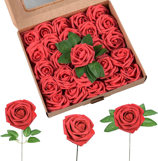 Artificial Flowers 25 Packs (Red rose)