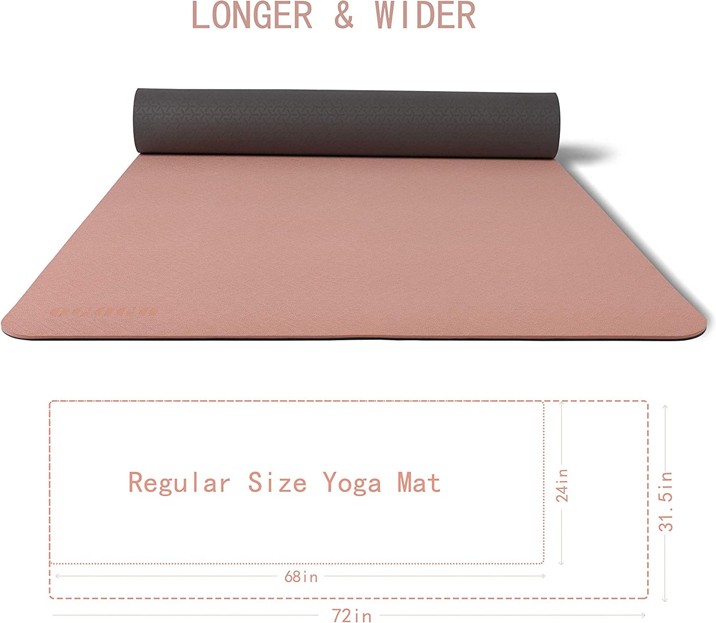 Yoga Mat Non Slip,  LxWxH 72.05 x 31.5 inches, Champagne