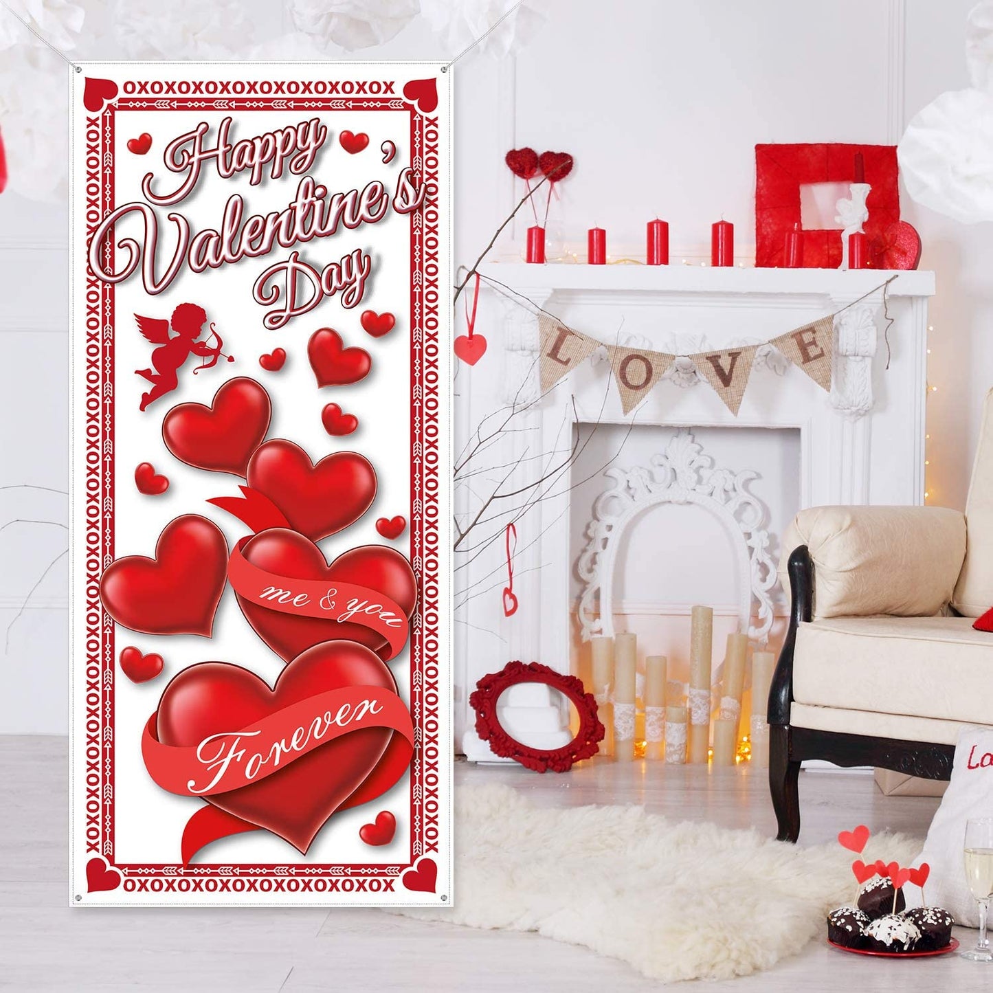 Valentine's Day Door Cover, 78" x 35.4"