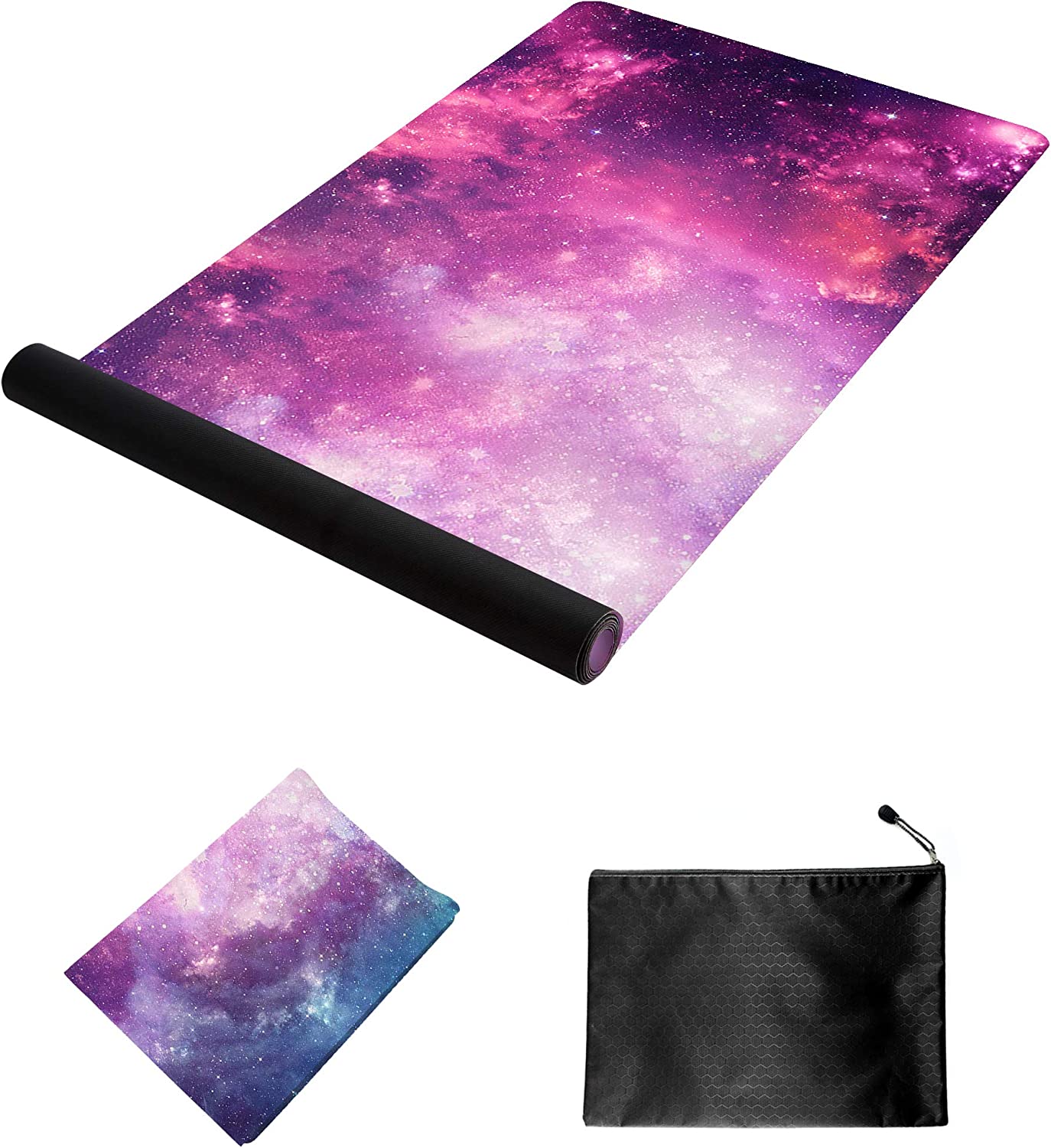 Thick 1/16"  non-slip yoga mat with carry bag, purple color