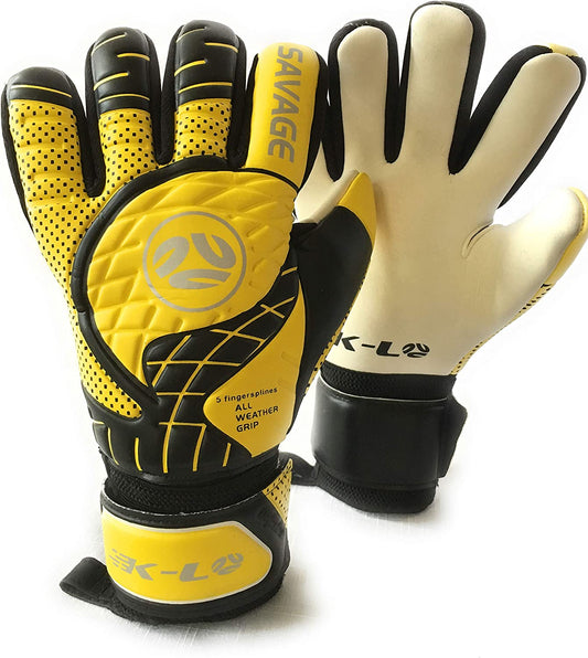 Gloves, goalkeeper, sticky grip, size 5, black, yellow