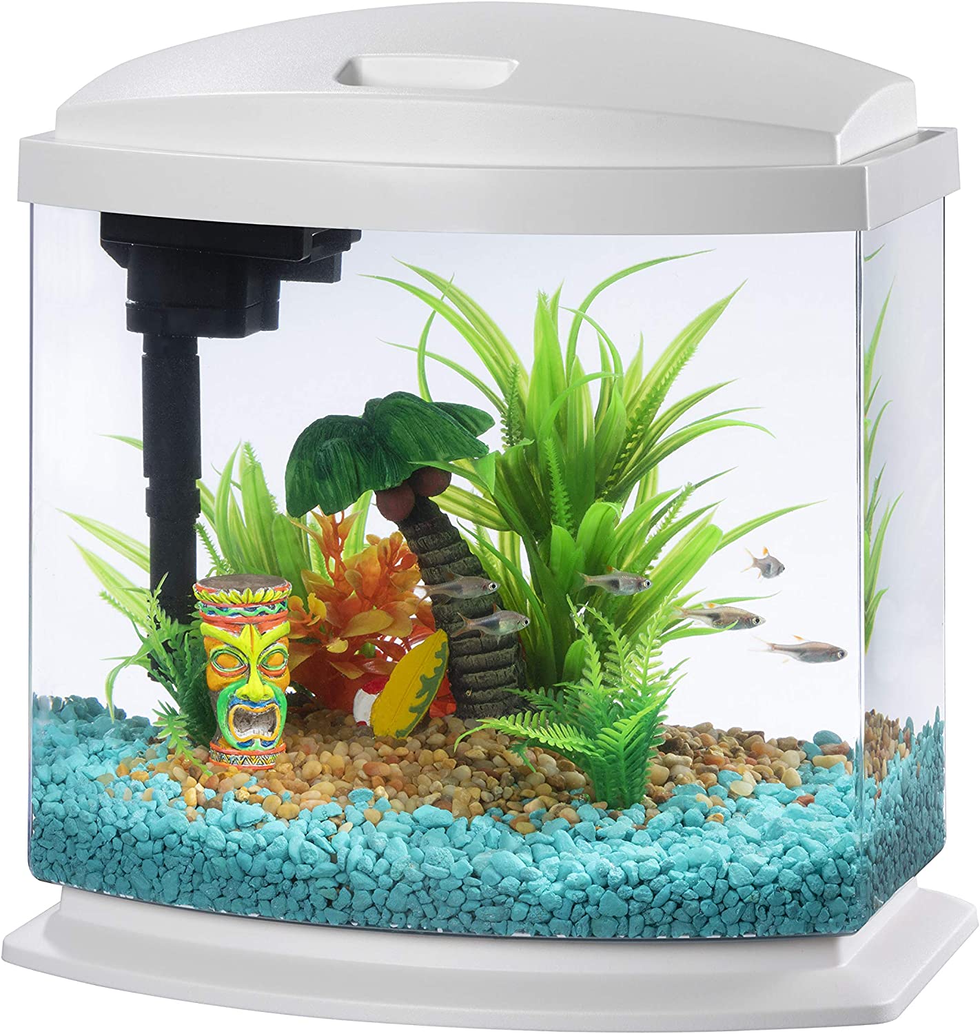 fish tank with led light, cleaning filter, White