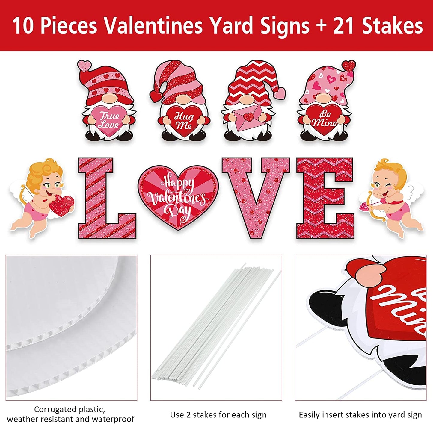 10 Pieces Valentine's Day Yard Stake Signs