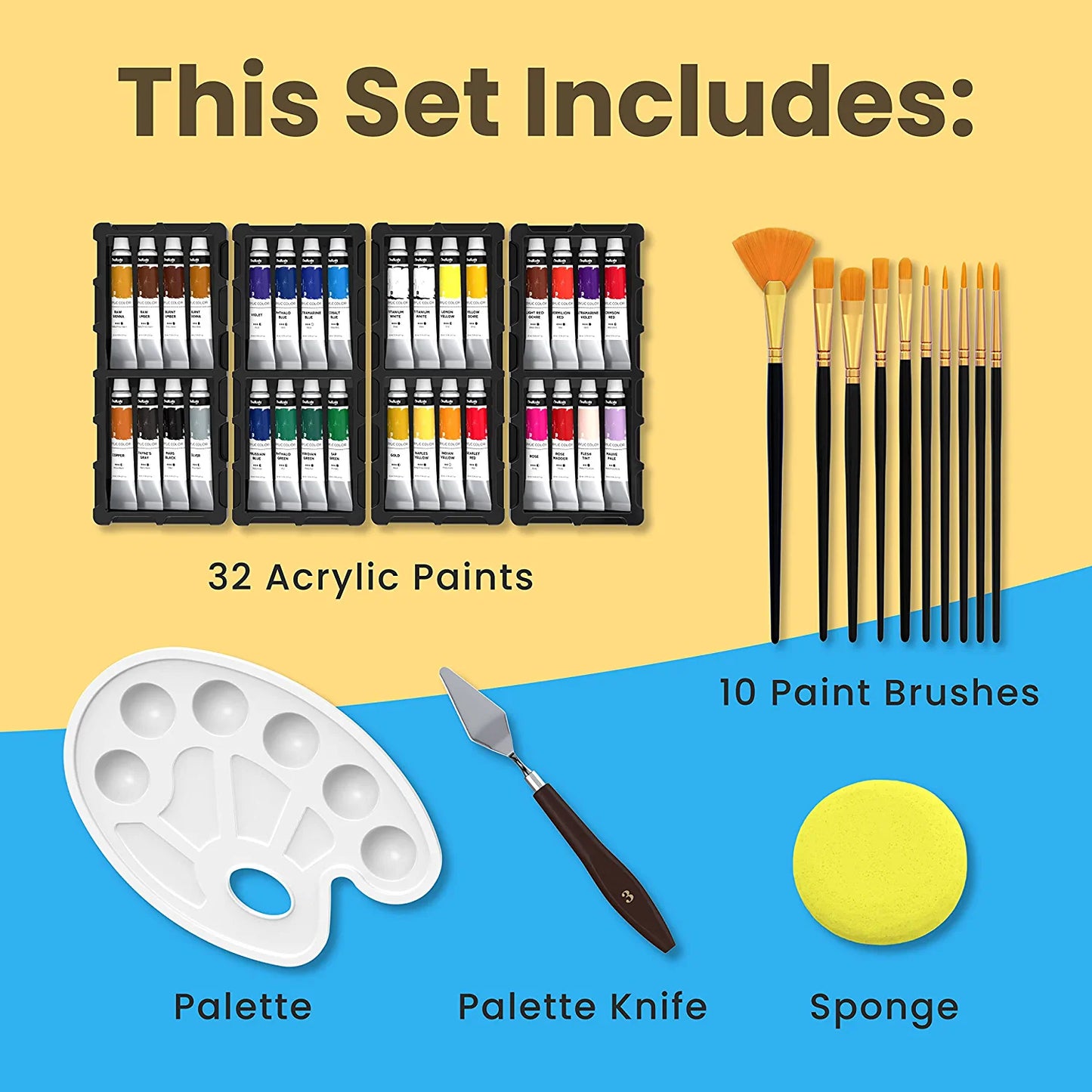 Acrylic paint set, 45 pieces