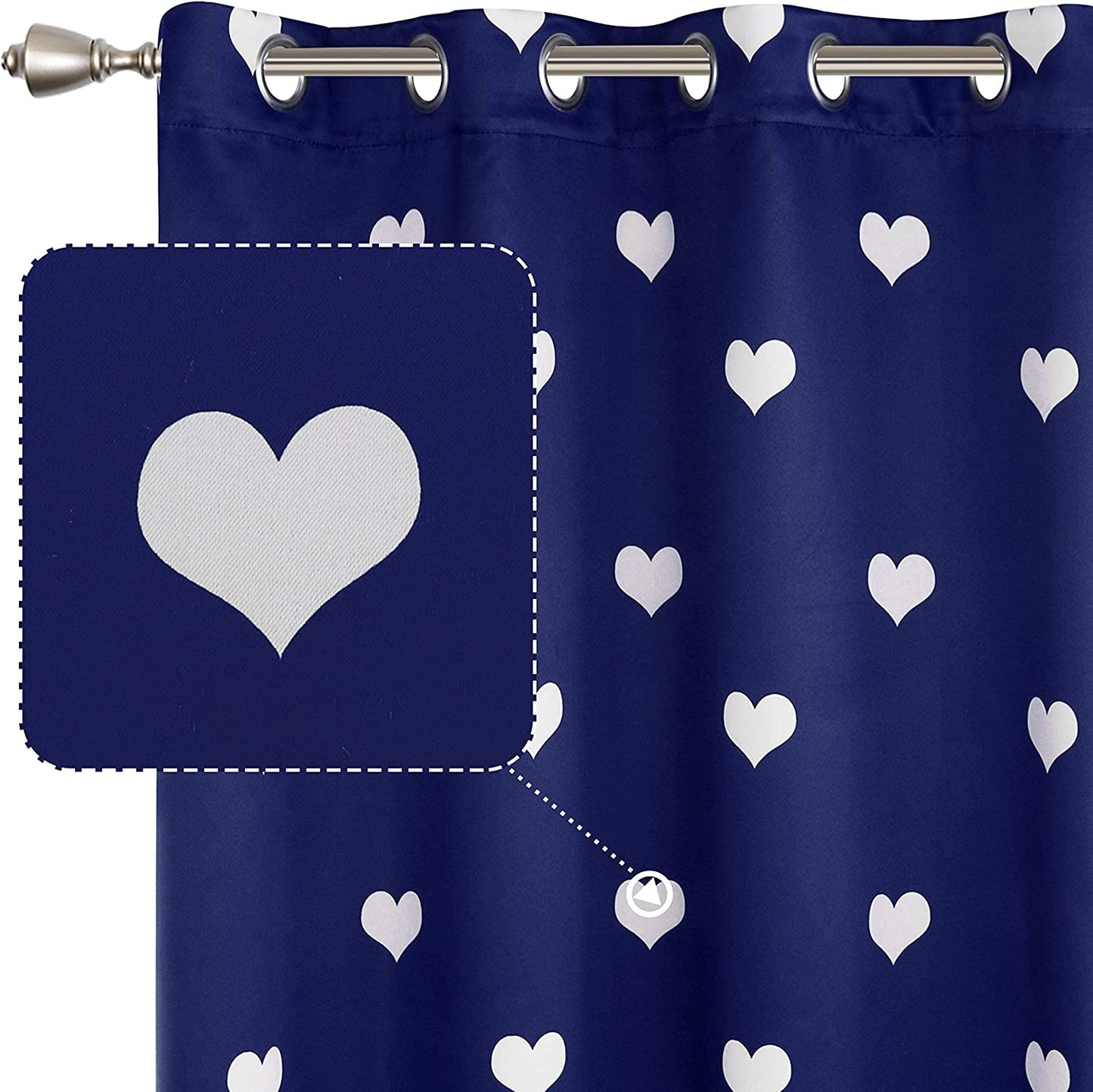 Valentine's Day Blackout Curtains, 52" x 63", Navy