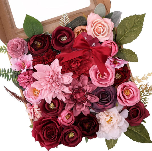 Artificial Flowers Bulk Combo (Burgundy Pink)