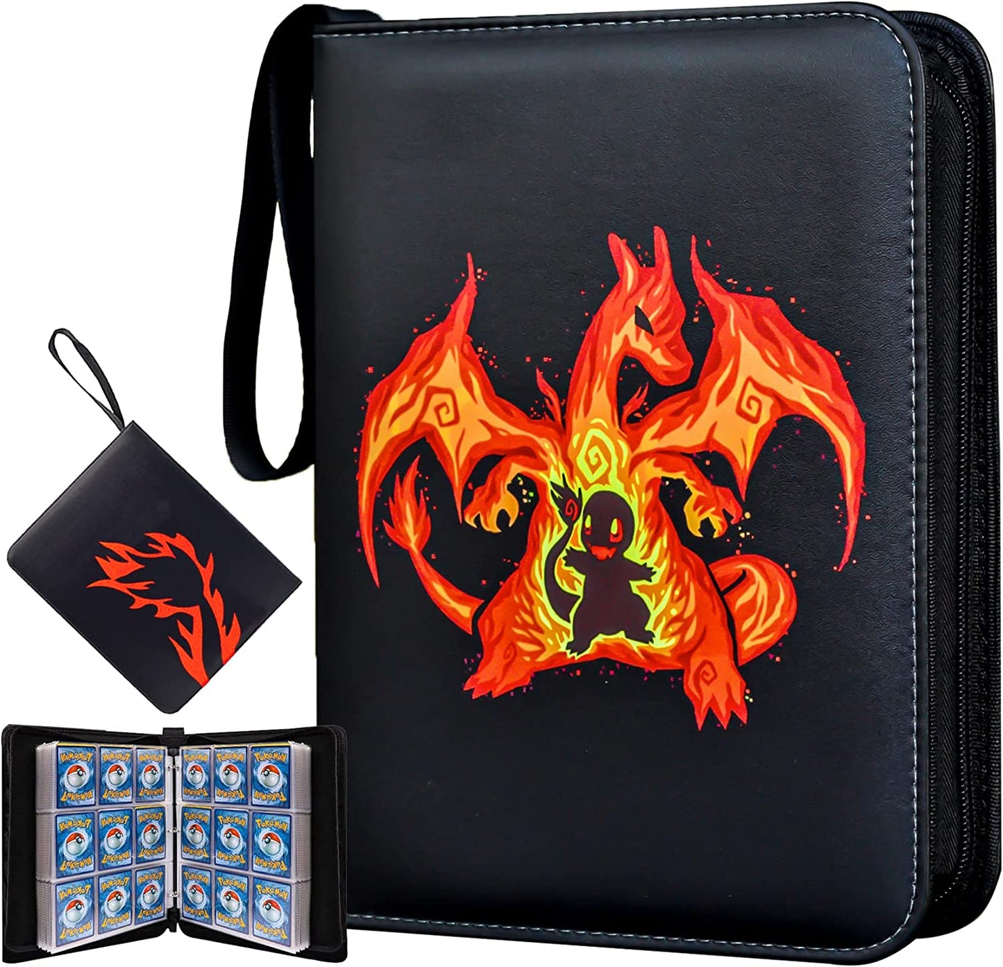 Pokemon Card Binder, 9 Pockets, Color: Fire Dragon-720 Cards