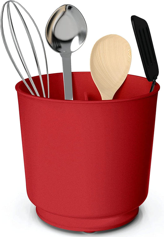 Extra Large Swivel Utensil Holder with Sturdy Red Base