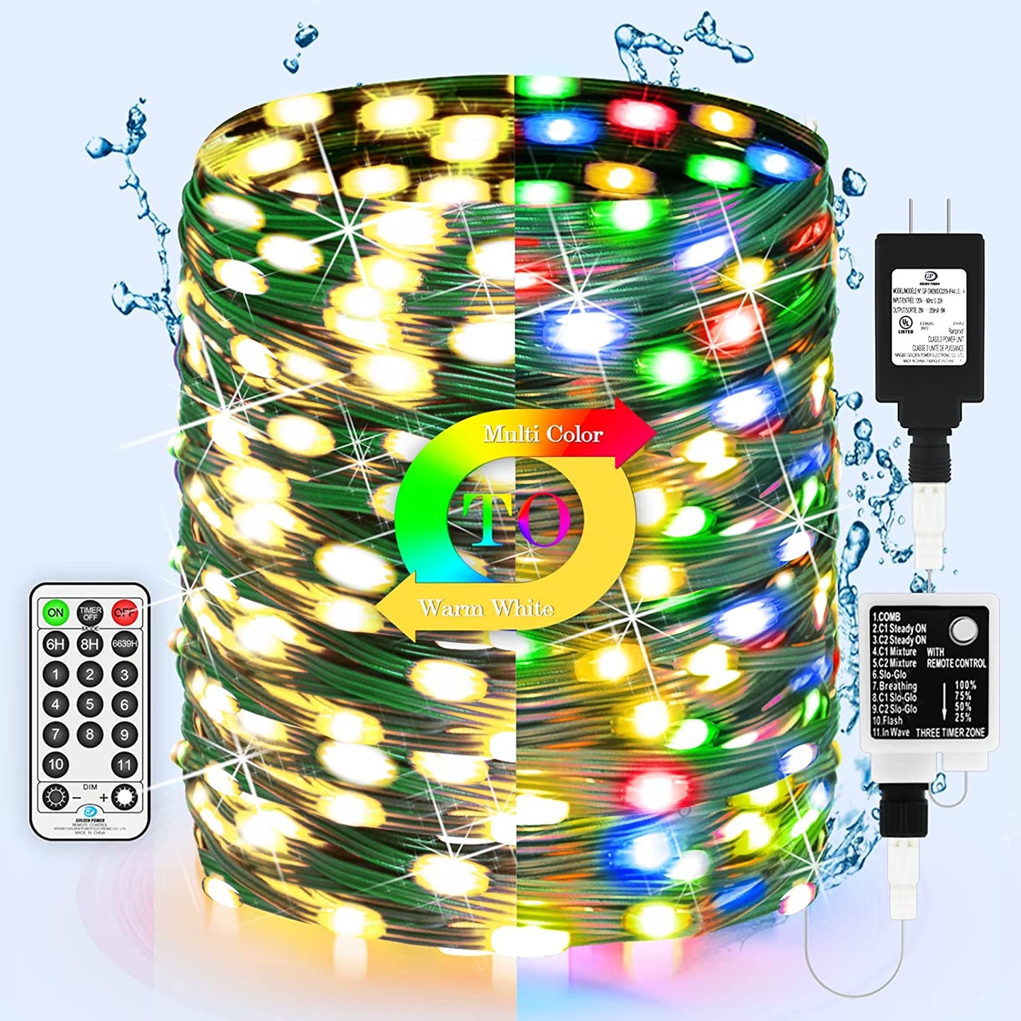 Waterproof LED String Lights 295ft 11 Modes Color Changing