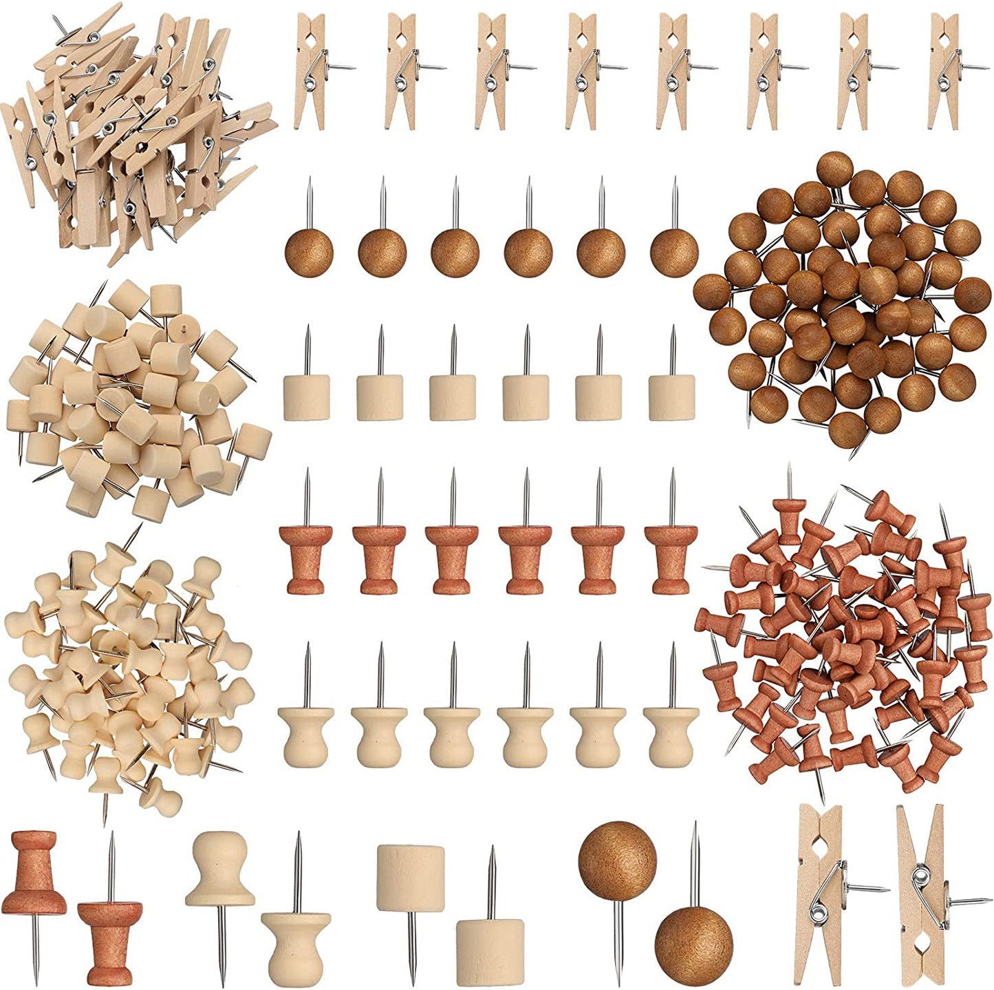 230 pieces of walnut wooden pins (mixed color)