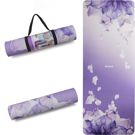 Yoga Mat Non Slip,  LxWxH 72.05 x 24.02 inches, blue + purple