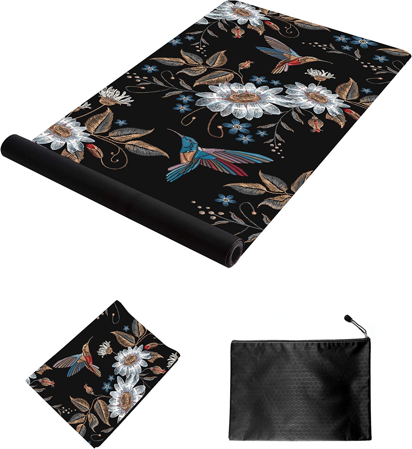 Thick 1/16"  non-slip yoga mat with carry bag, design yanyu