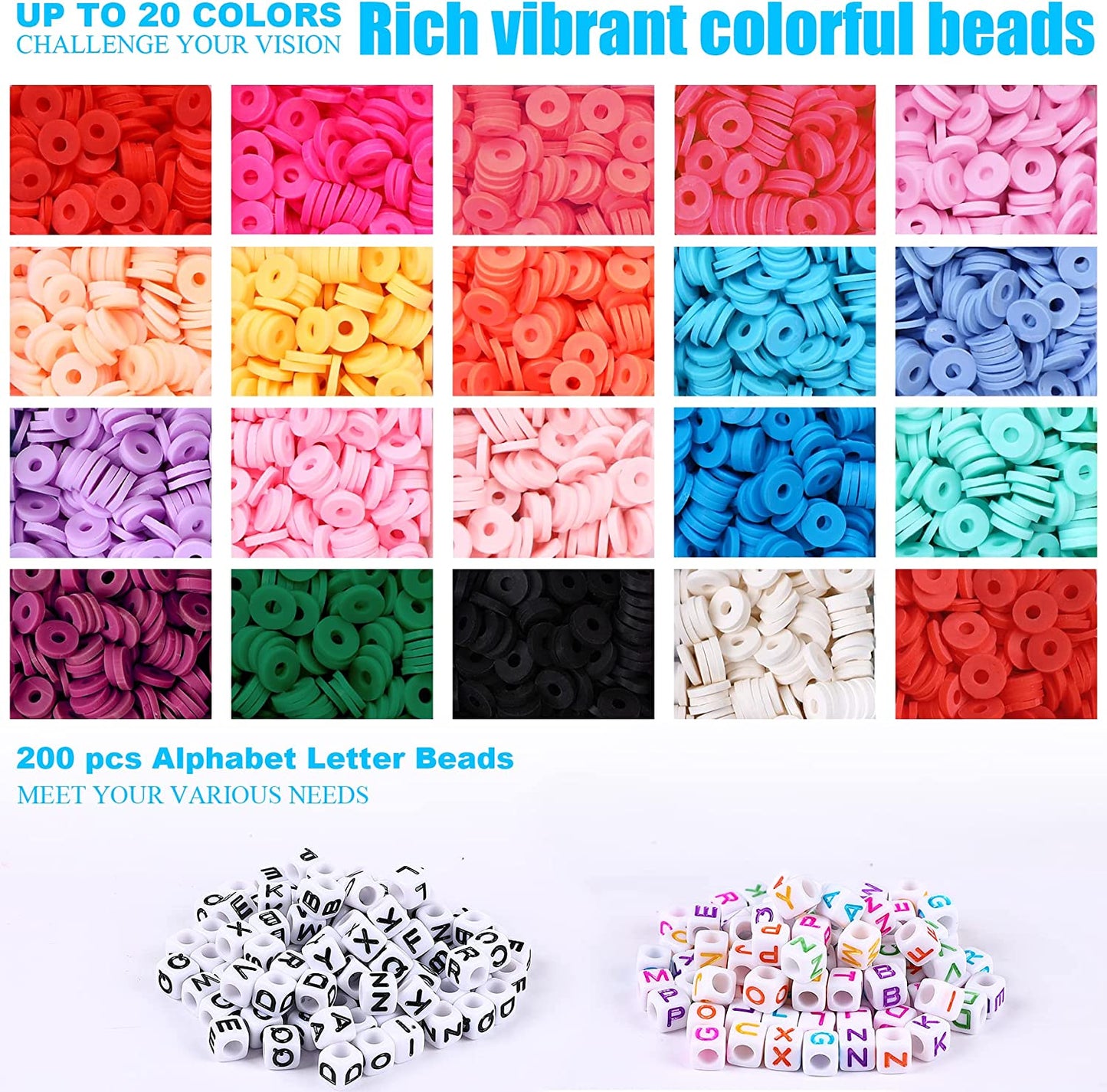 6700 Colored Clay Beads and Alphabet Beads for DIY Colorful-2