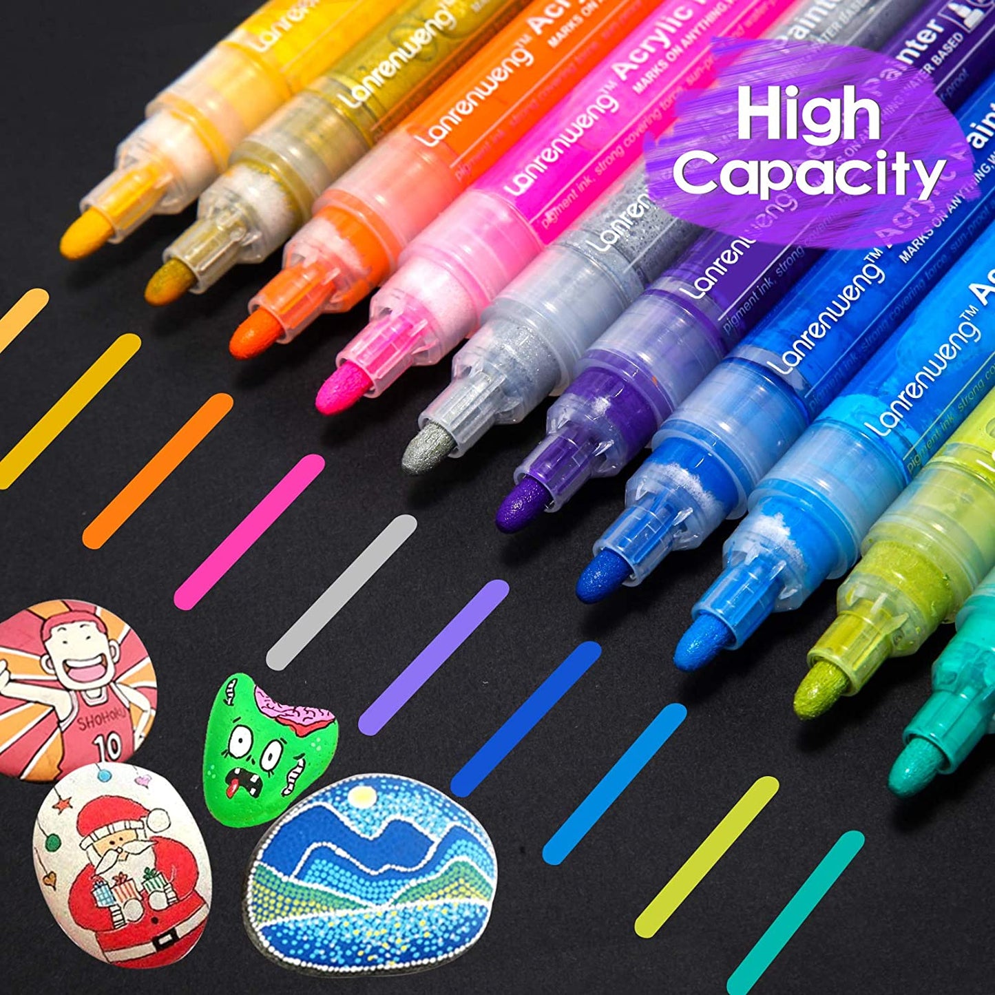 60 Colors Acrylic Paint Pens with Canvas Bag