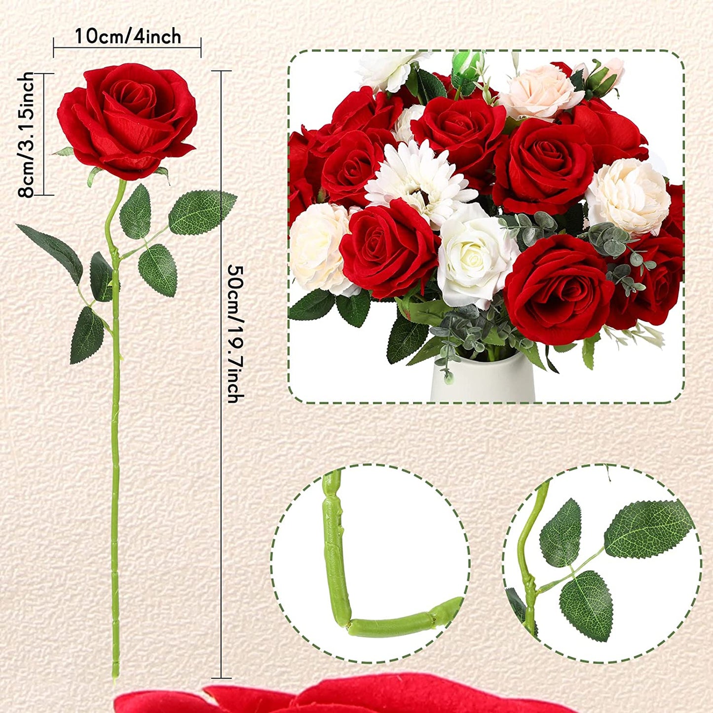 Valentine's Day Artificial Roses, 30 pcs