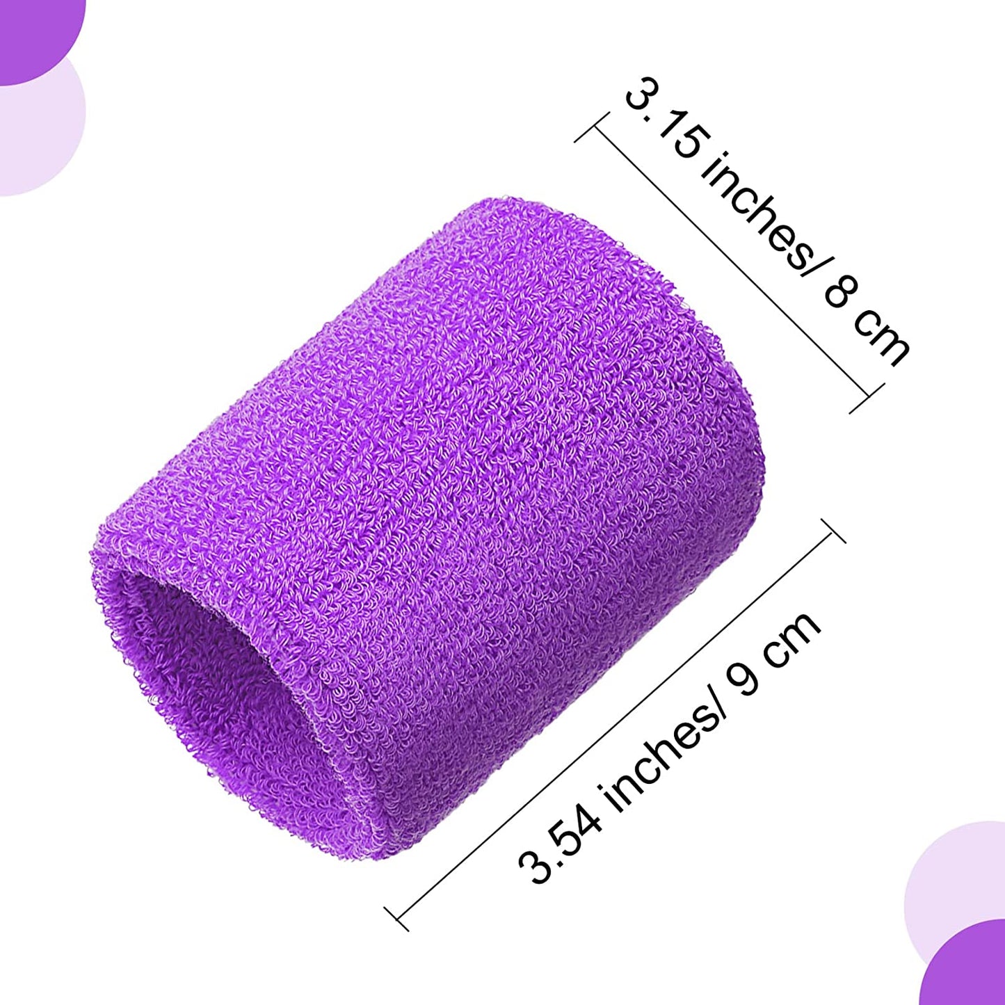 Pack of 6 exercise wrist wraps, Colour: Light Purple