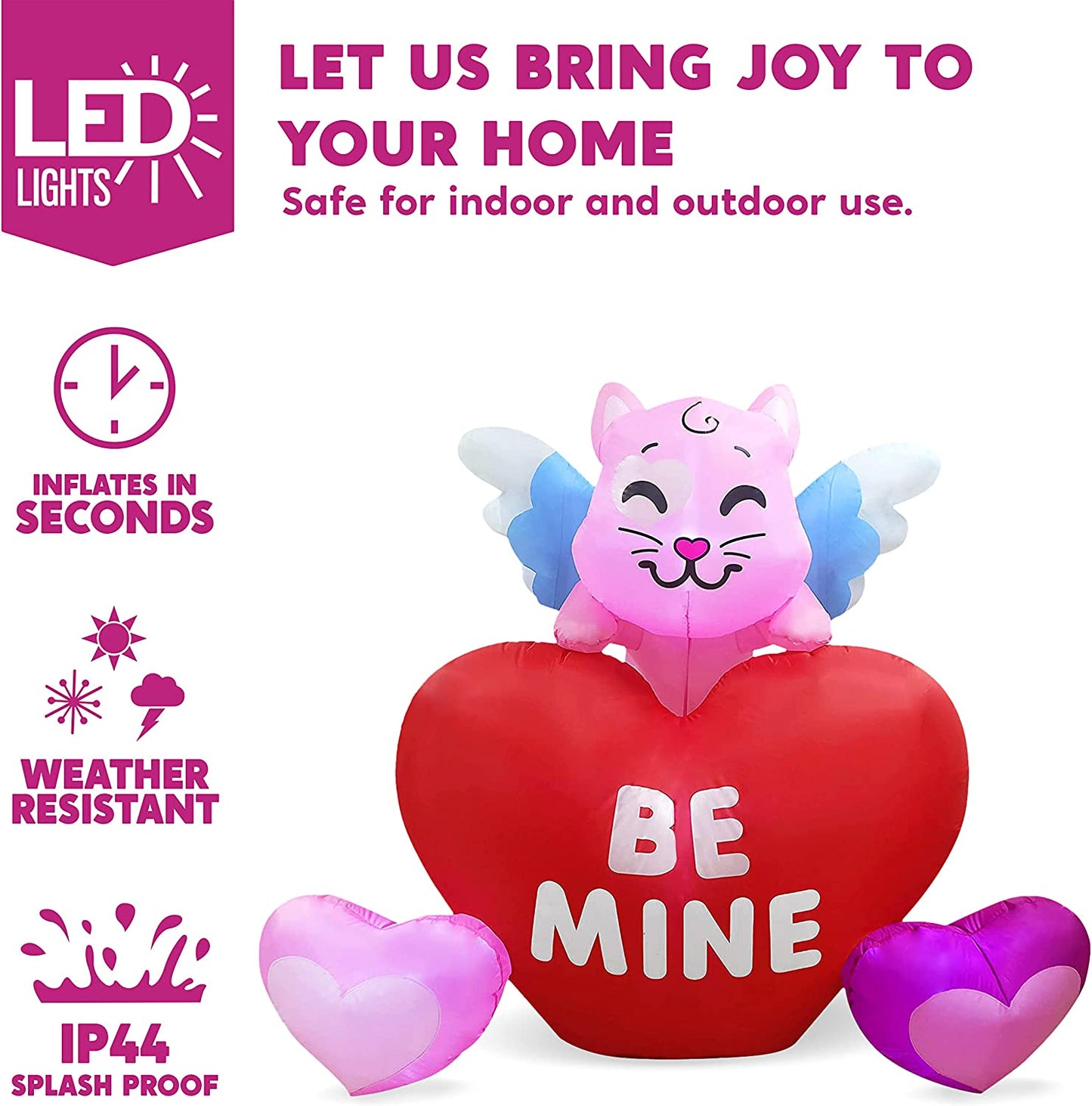 Inflatable Kitty on Hearts, 6ft