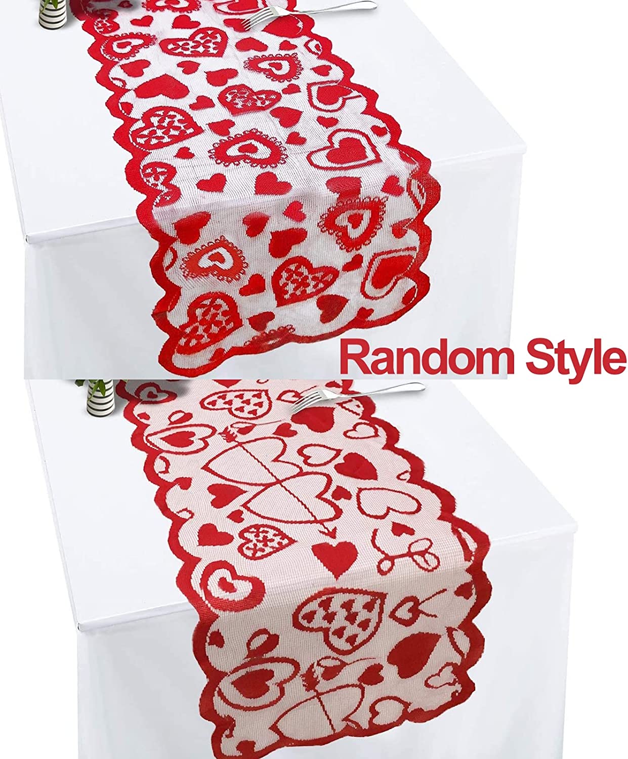 Heart Print Table Runner, Red, 13" x 72"