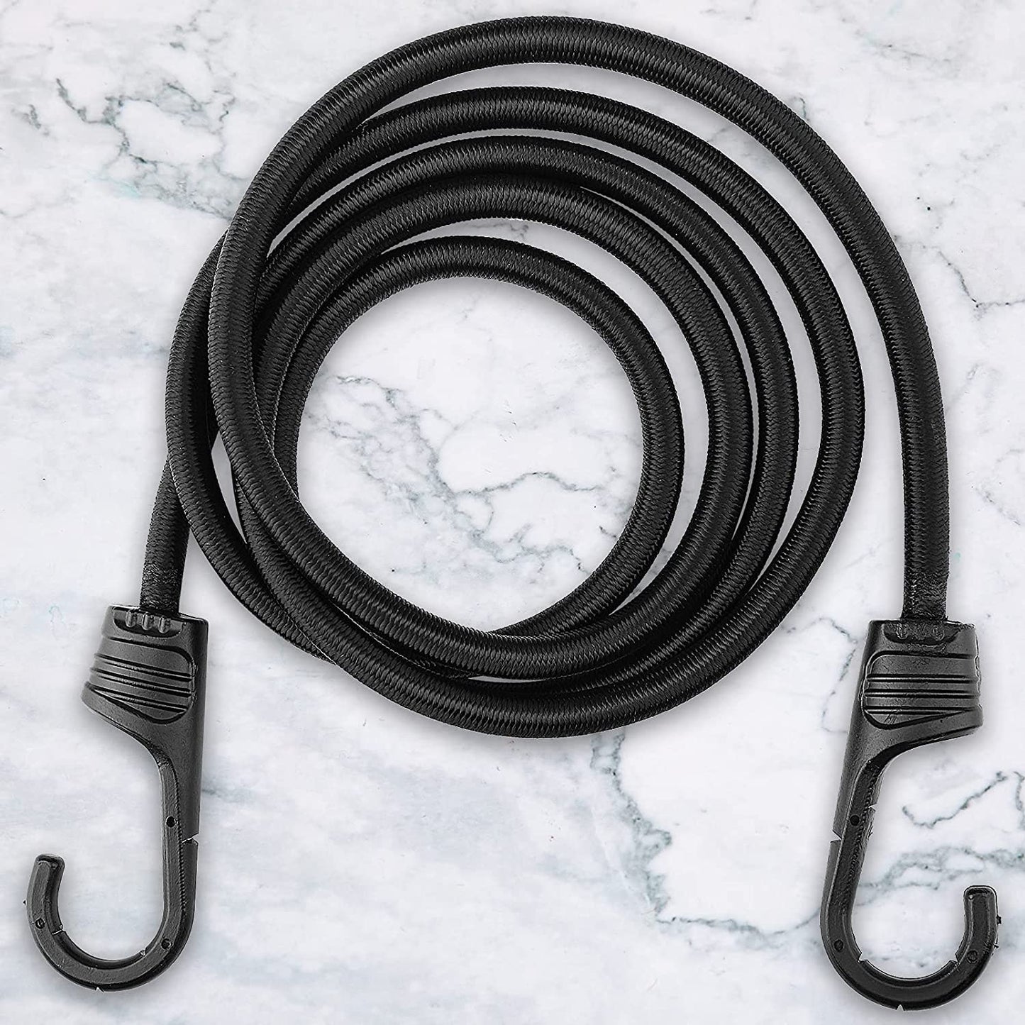 72 Inch Bungee Cords, with Heavy Duty Hooks, 2 Pieces (Black)