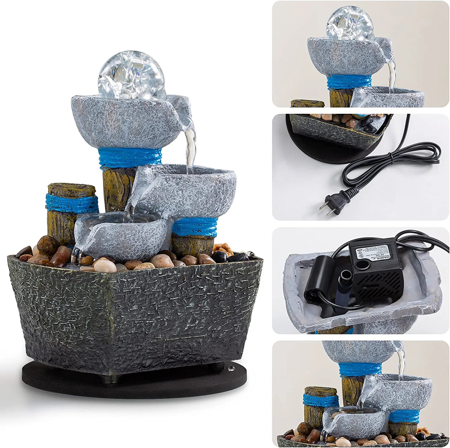 Tabletop Fountain Waterfall Including Natural Rocks