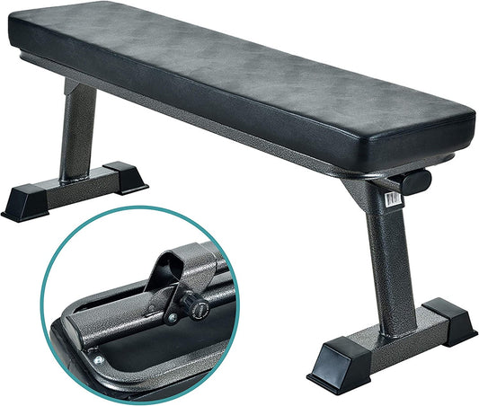 Gym Flat Bench, Multi Purpose, Folding, Black Color