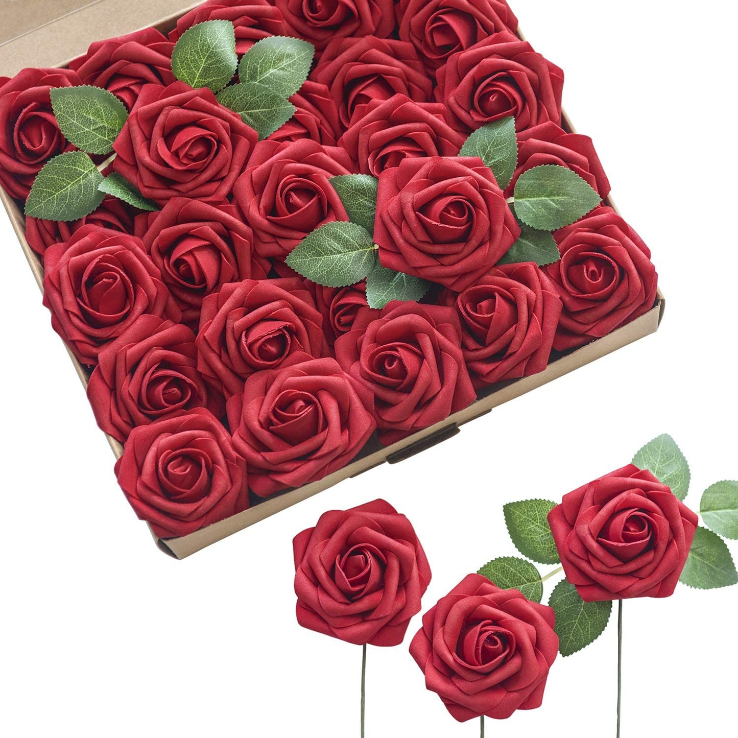 Artificial Flowers Red Roses 25pcs