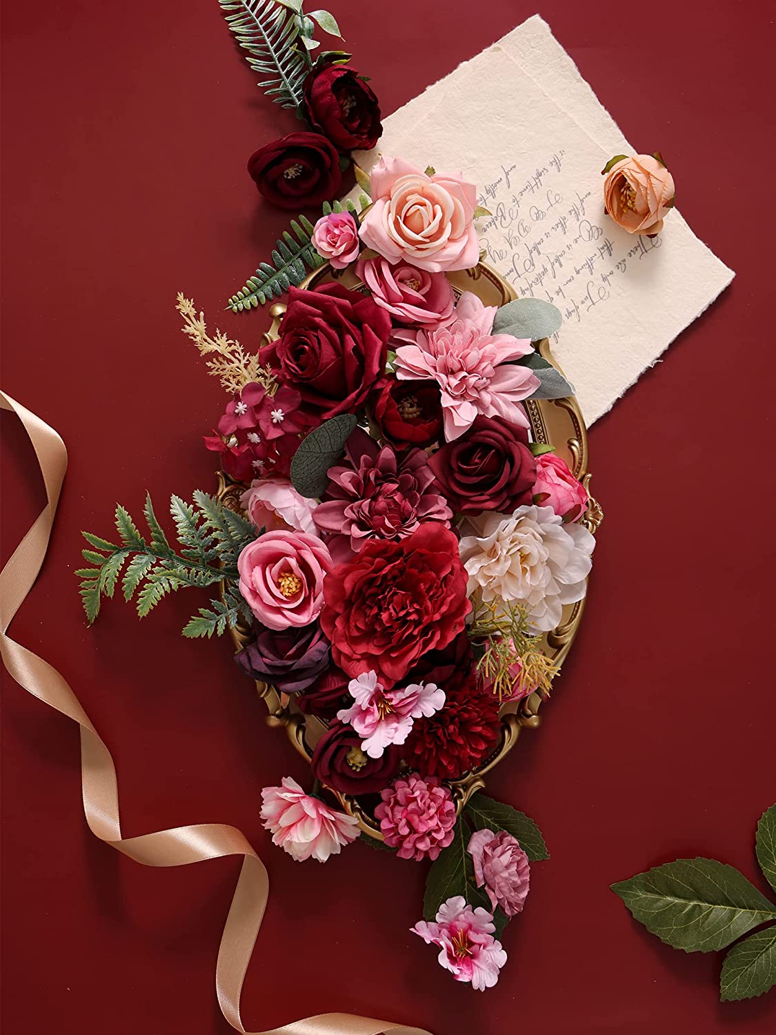 Artificial Flowers Bulk Combo (Burgundy Pink)