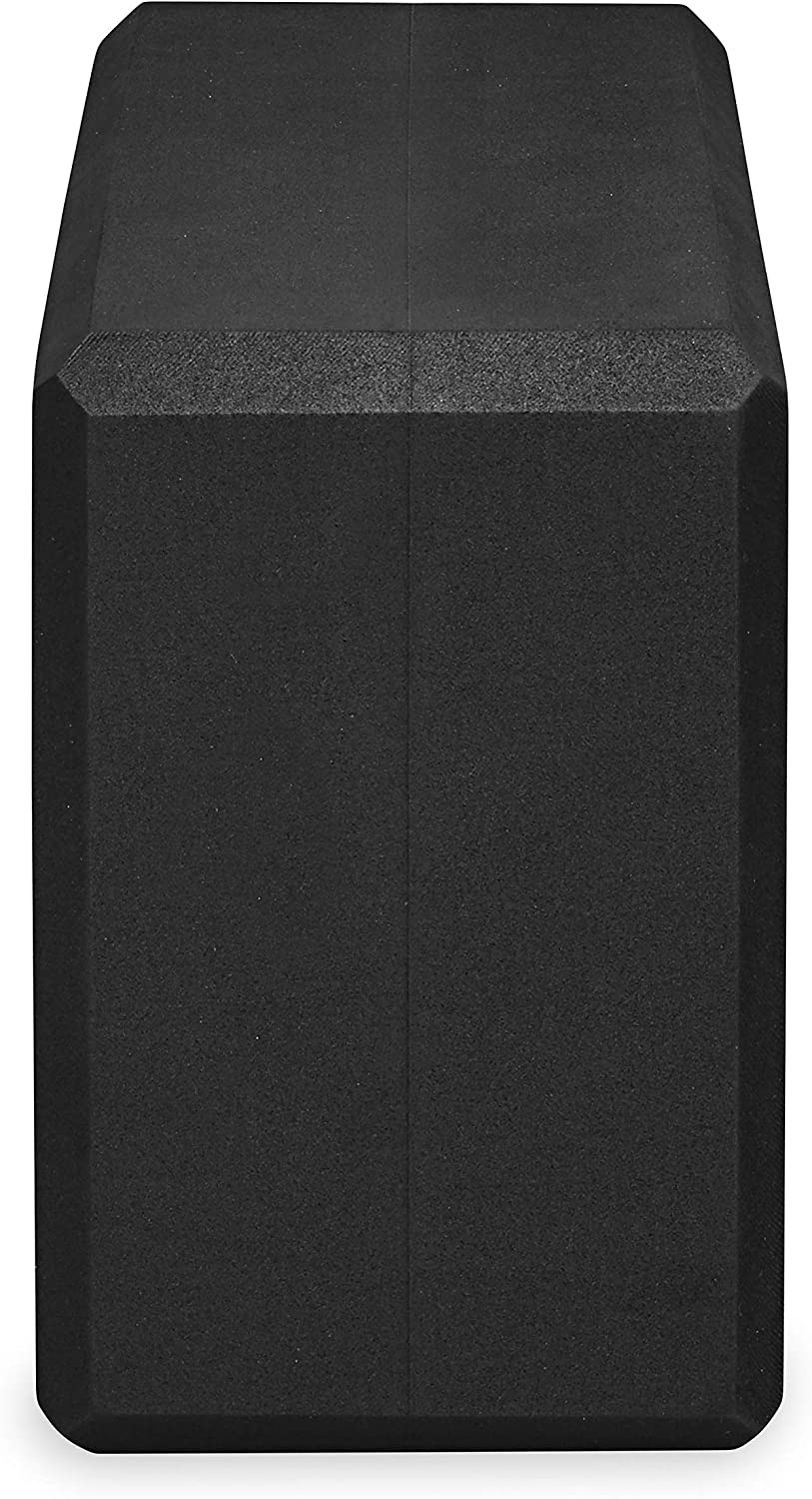 Yoga block, (Black), Foam, 6 ft Strap, 9" W x 6" H x 4" D