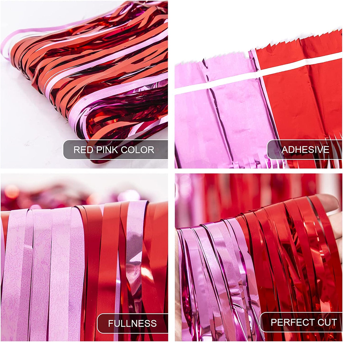 3 Pack Valentine's Day Foil Fringe Curtains