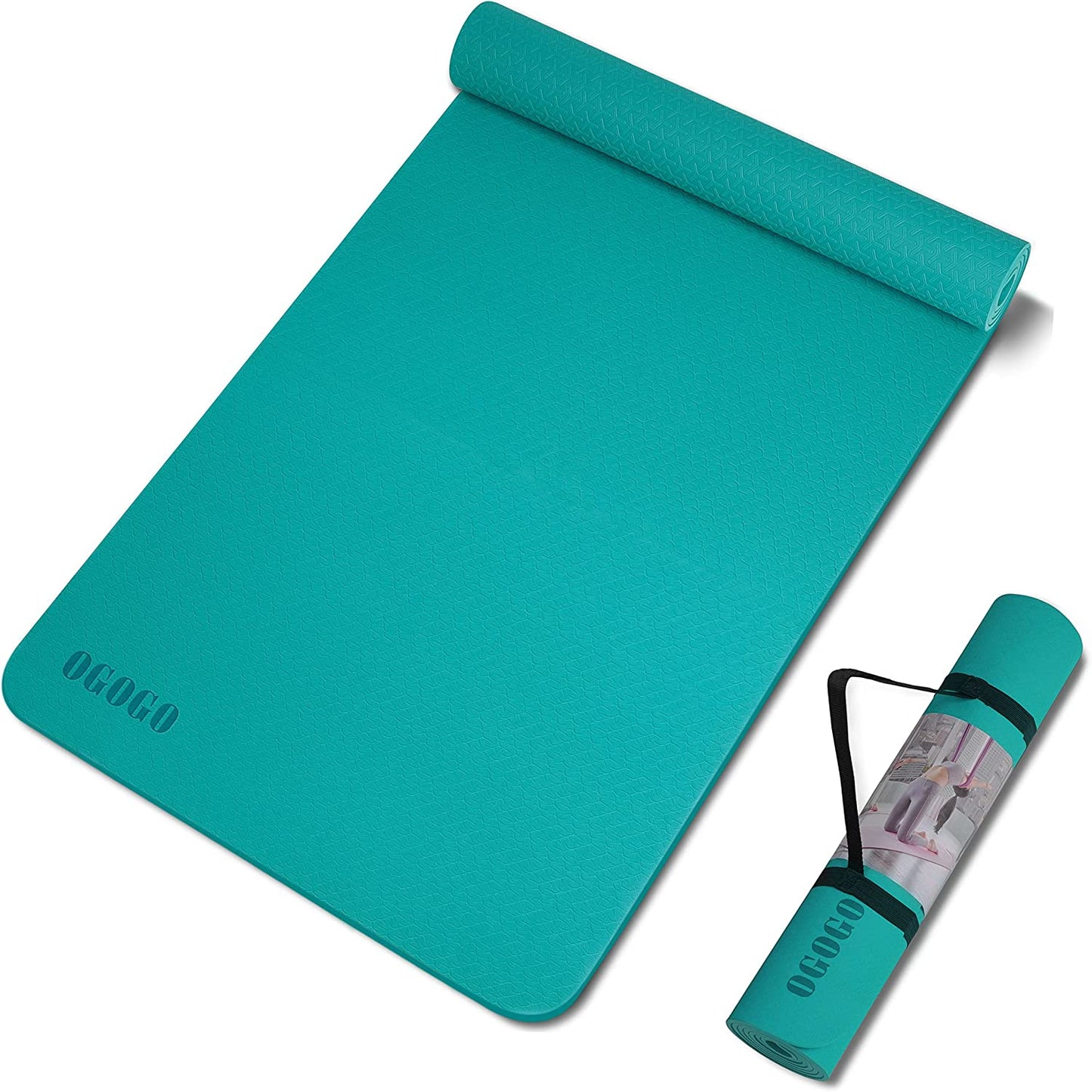 Yoga Mat Non Slip,  LxWxH 72.05 x 24.02 inches, peacock green