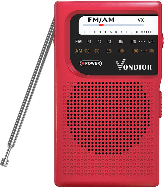 AM FM Portable Radio, (Red), 4.8 x 2.99 x 1.26 inches