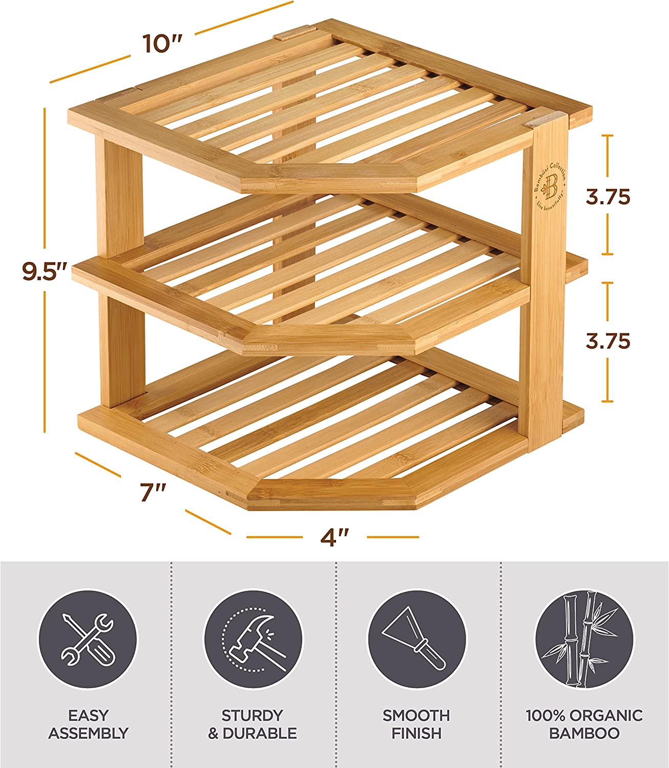 Kitchen Corner Shelf for Countertop Organizer, 3 Tier