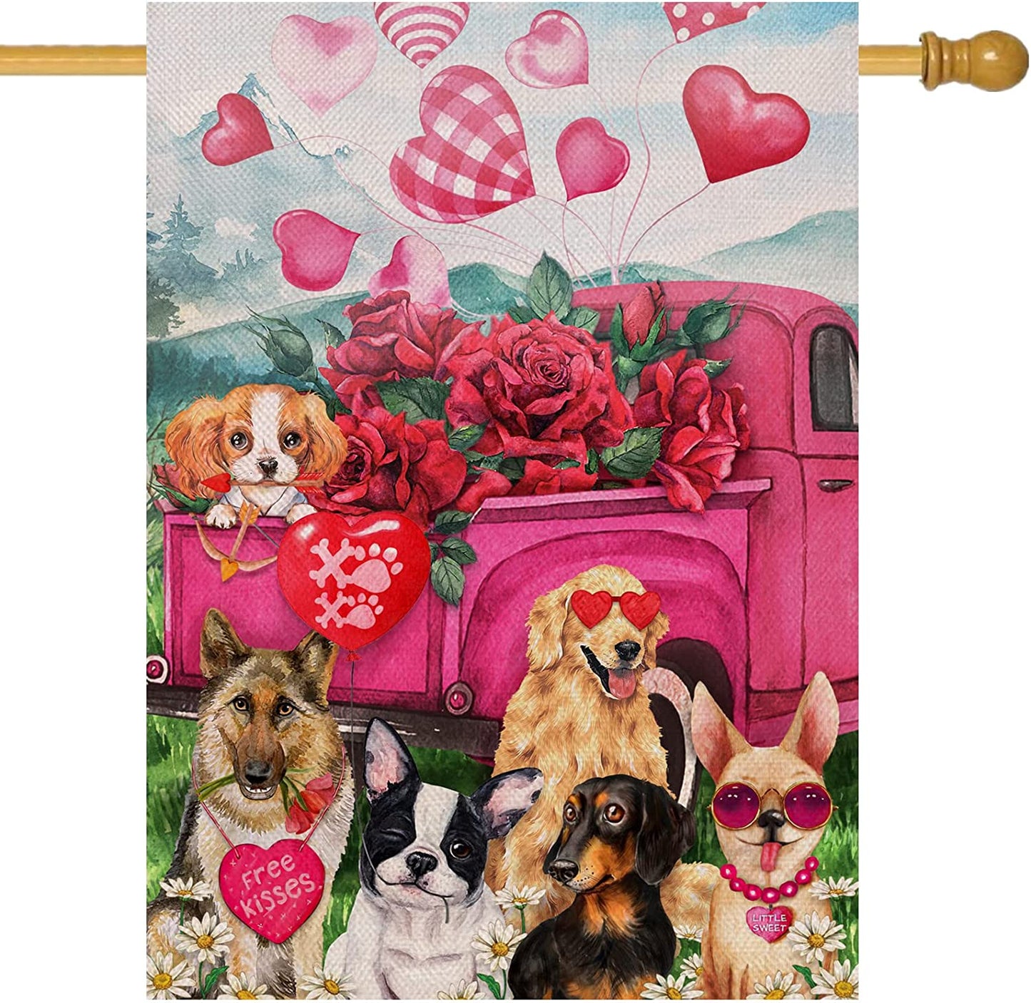 Valentine's Day Pink Decorative Garden Flag (28x40)