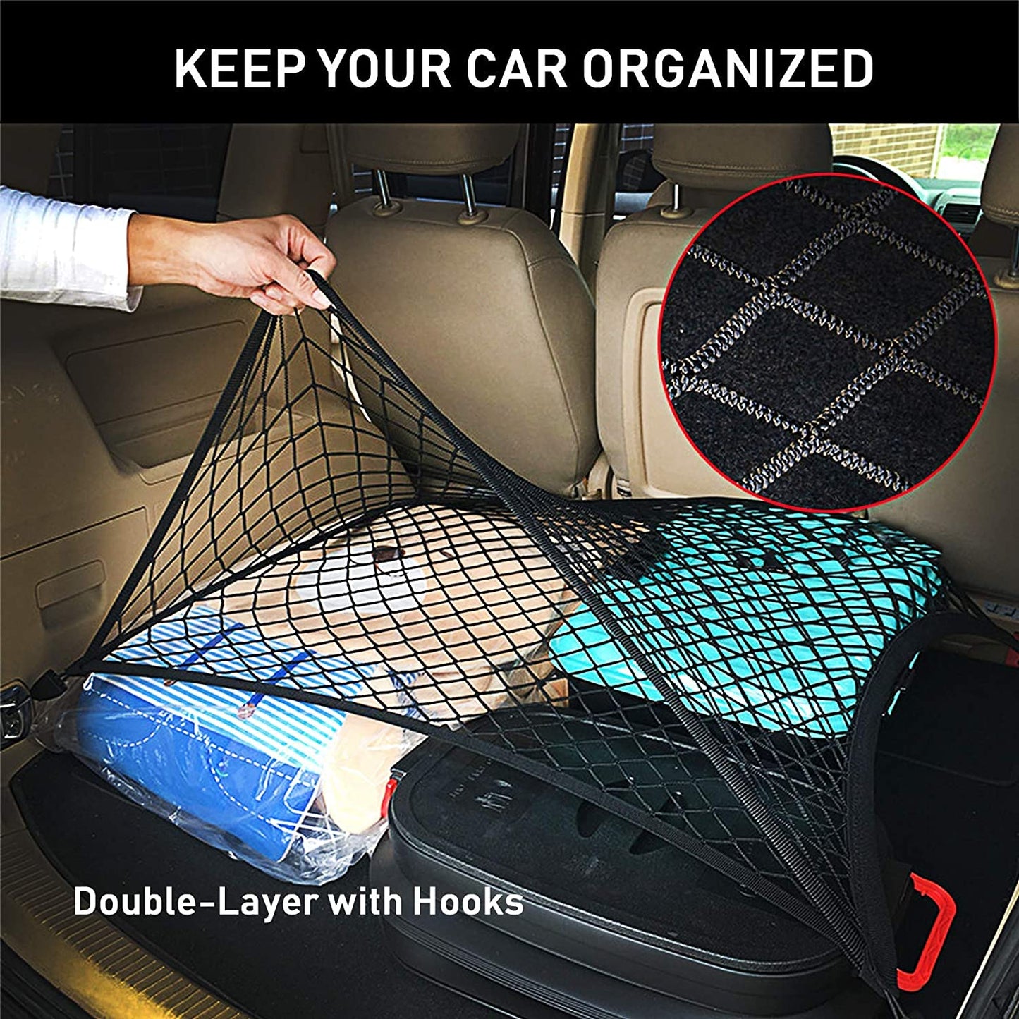 Double Layer Nylon Mesh Storage with Cart Hooks (35.4''x 15.7'')