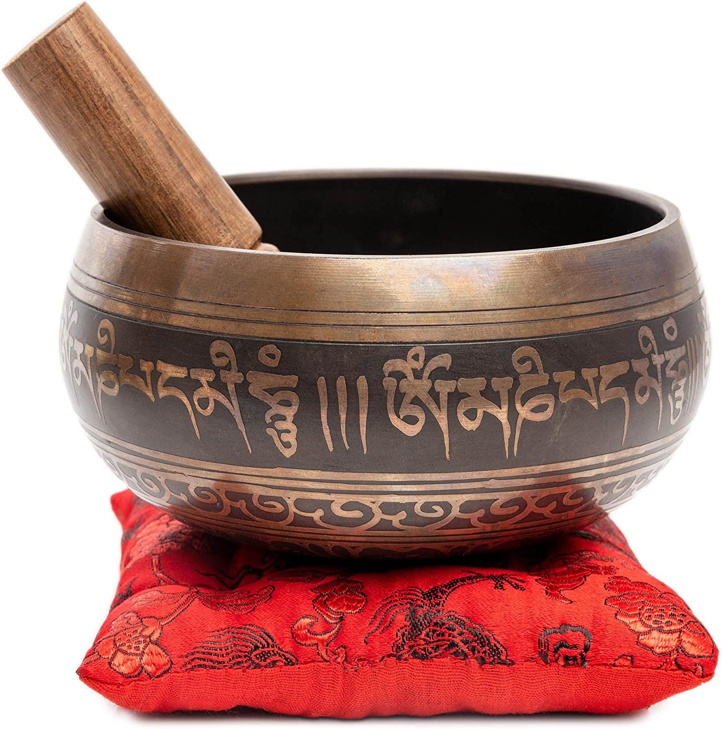 Tibetan Singing Bowl Set, Color: Brown & Red