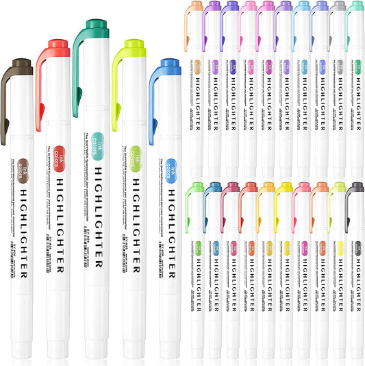 25 Piece Double Ended Fluorescent Highlighter, 5.5 Inch Pastel