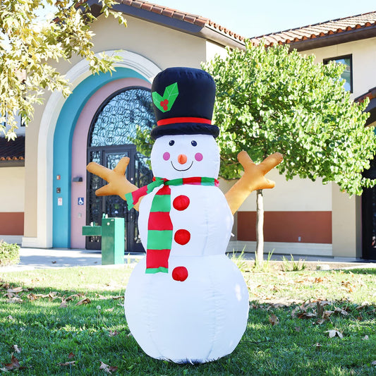 5ft black hat and branch hands inflatable snowman